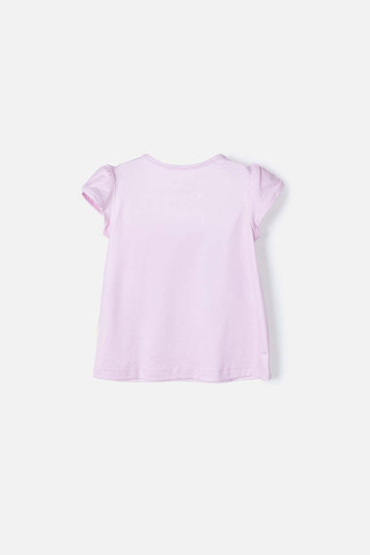 CAMISETA LITTLEMIC ROSADA MANGA CORTA PARA NIÑA 2T A 5T