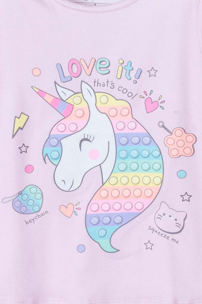CAMISETA LITTLEMIC ROSADA MANGA CORTA PARA NIÑA 2T A 5T