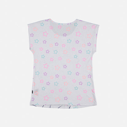 CAMISETA DE NIÑA,MANGA CORTA BLANCA DE MIC