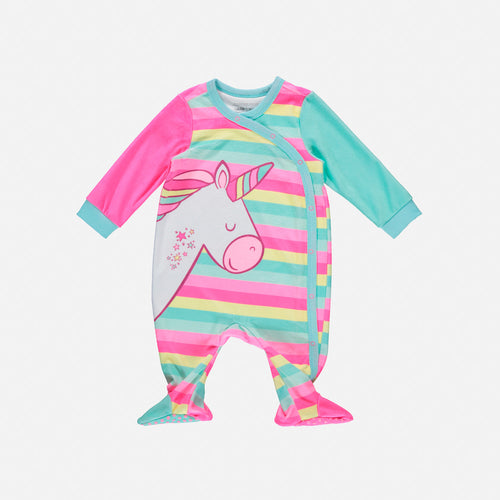 LITTLEMIC PINK AND GREEN PAJAMAS FOR BABY GIRL