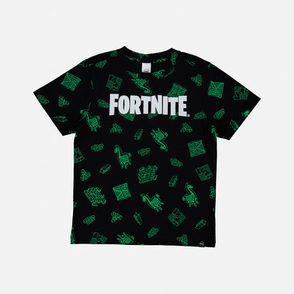 CAMISETA DE NIÑO, MANGA CORTA NEGRA/VERDE DE VIDEO JUEGOS