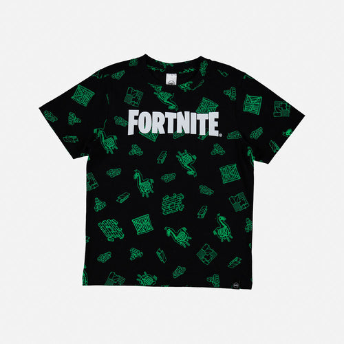 CAMISETA DE NIÑO, MANGA CORTA NEGRA/VERDE DE VIDEO JUEGOS