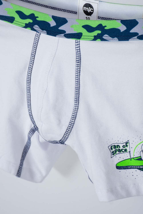 PACK X2 WHITE AND GREEN MIC BOXERS FOR BOYS
