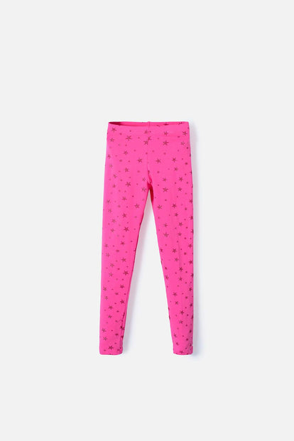 LEGGINS DE MIC CON ESTRELLAS FUCSIA PARA NIÑA