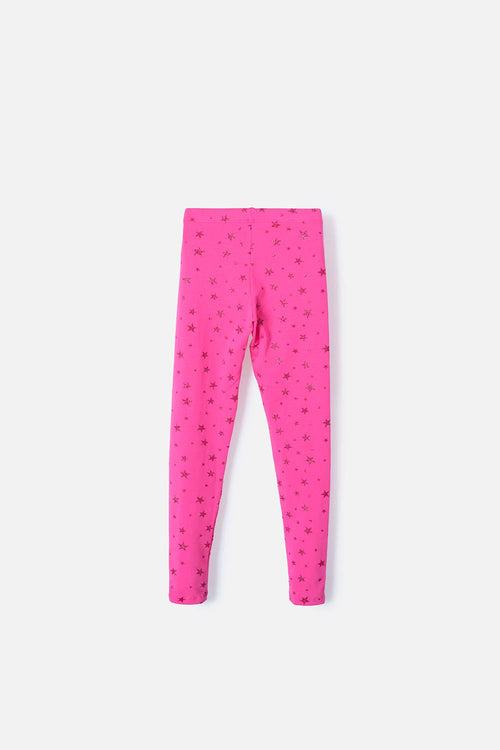 LEGGINS DE MIC CON ESTRELLAS FUCSIA PARA NIÑA