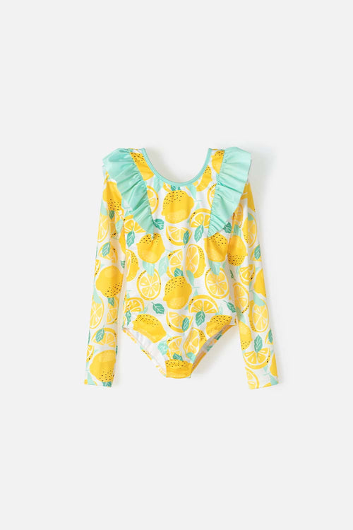 GIRL'S YELLOW LONG-SLEEVED MIC SWIMSUIT