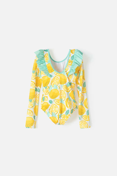 GIRL'S YELLOW LONG-SLEEVED MIC SWIMSUIT