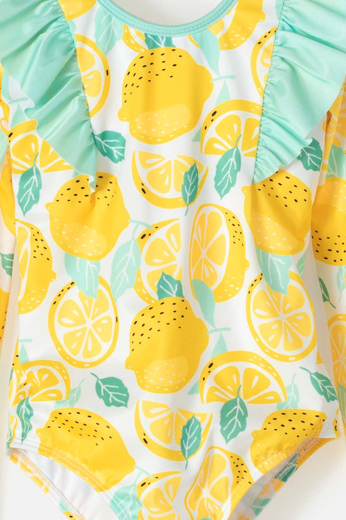 GIRL'S YELLOW LONG-SLEEVED MIC SWIMSUIT