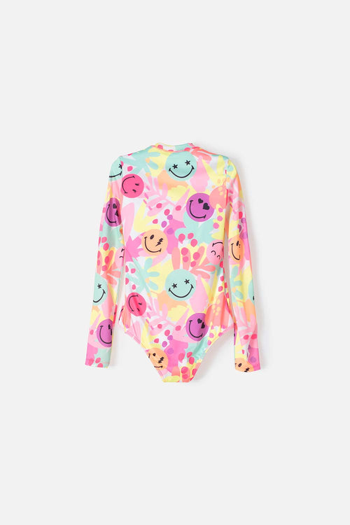 GIRLS' MULTICOLOR LONG SLEEVE SWIMSUIT