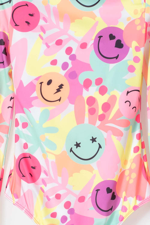 GIRLS' MULTICOLOR LONG SLEEVE SWIMSUIT