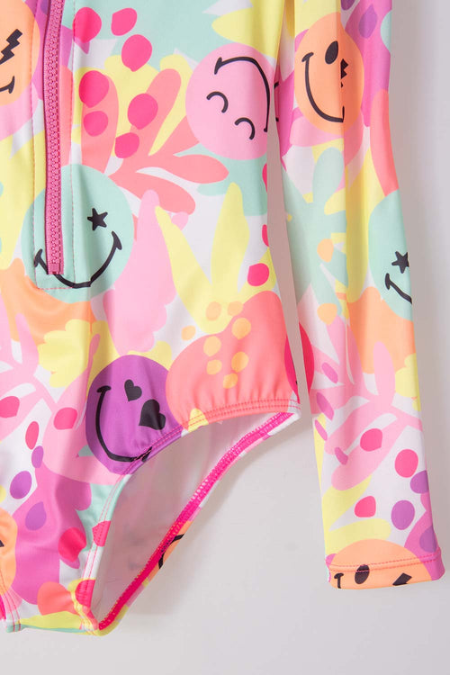 GIRLS' MULTICOLOR LONG SLEEVE SWIMSUIT