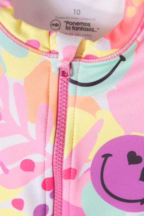 GIRLS' MULTICOLOR LONG SLEEVE SWIMSUIT