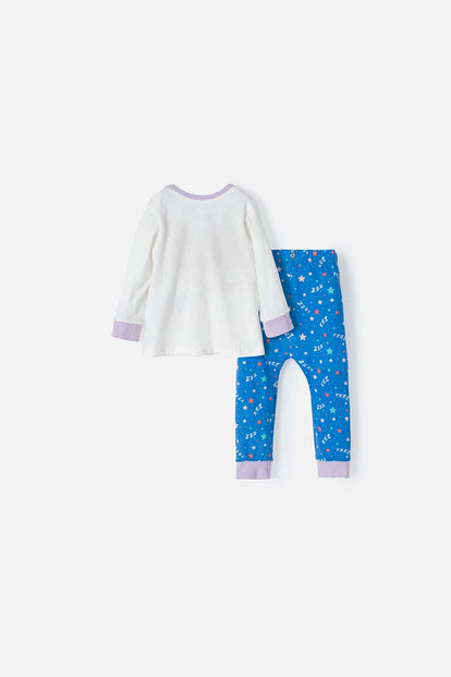 PIJAMA LITTLEMIC DE PANTALÓN LARGO AZUL Y BLANCO PARA BEBE NIÑA