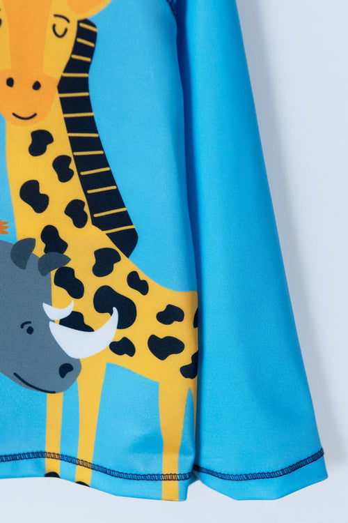 LITTLEMIC LIGHT AND DARK BLUE PRINTED BATHING SUIT FOR BABY BOYS