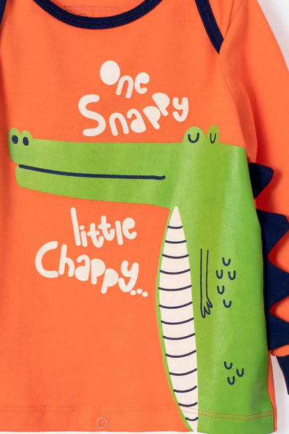 PIJAMA PARA BEBÉ NIÑO DE PANTALÓN LARGO, NARANJA DE LITTLEMIC