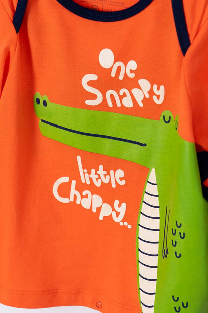 PIJAMA PARA BEBÉ NIÑO DE PANTALÓN LARGO, NARANJA DE LITTLEMIC