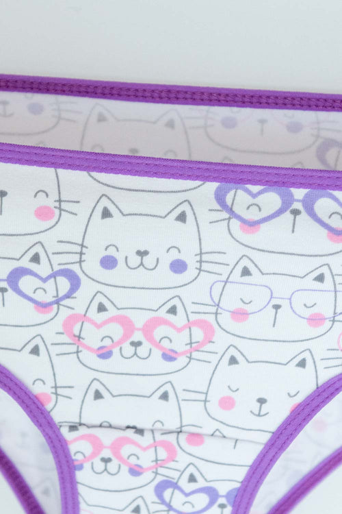PACK X2 PANTIES DE MIC MORADO Y BLANCO PARA NIÑA