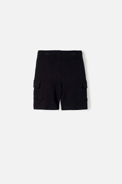 BOY'S BLACK MIC BERMUDA SHORTS WITH DRAWSTRING