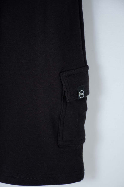 BOY'S BLACK MIC BERMUDA SHORTS WITH DRAWSTRING