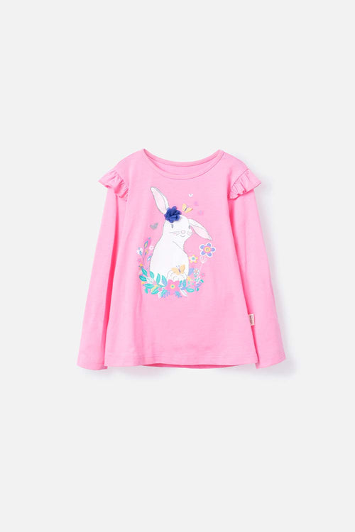 LITTLEMIC LONG SLEEVE PINK T-SHIRT FOR GIRLS 2T TO 5T