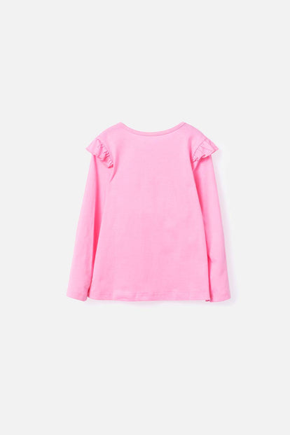 CAMISETA LITTLEMIC MANGA LARGA ROSADA PARA NIÑA 2T A 5T