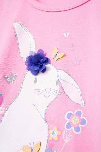 CAMISETA LITTLEMIC MANGA LARGA ROSADA PARA NIÑA 2T A 5T