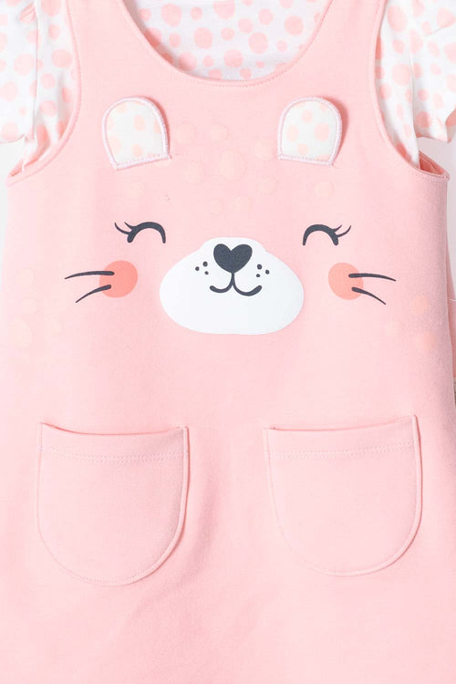 LITTLEMIC TWO-PIECE SALMON DRESS FOR GIRLS 2T TO 5T
