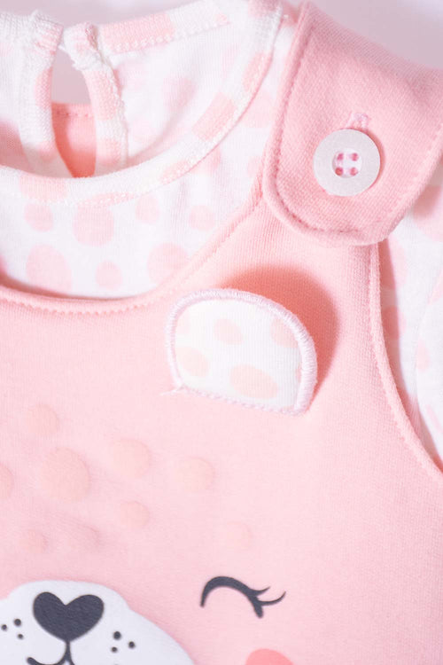 LITTLEMIC TWO-PIECE SALMON DRESS FOR GIRLS 2T TO 5T