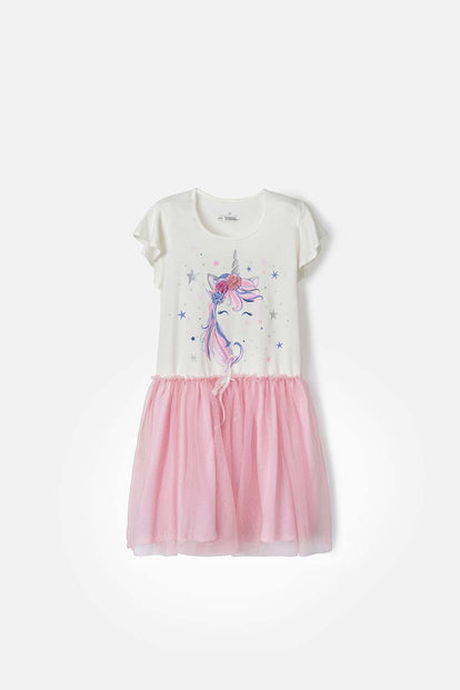 VESTIDO DE MIC  MANGA CORTA ROSADO PARA NIÑA