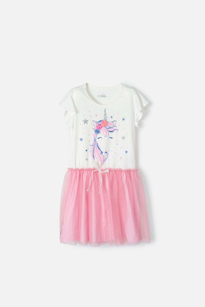 VESTIDO DE MIC  MANGA CORTA ROSADO PARA NIÑA