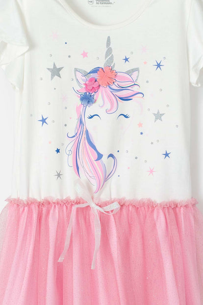 VESTIDO DE MIC  MANGA CORTA ROSADO PARA NIÑA