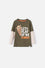 CAMISETA LITTLEMIC MANGA LARGA VERDE MILITAR Y CAQUI PARA NIÑO 2T A 5T