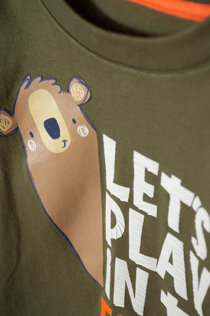 CAMISETA LITTLEMIC MANGA LARGA VERDE MILITAR Y CAQUI PARA NIÑO 2T A 5T