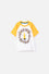 CAMISETA LITTLEMIC MANGA CORTA MOSTAZA Y MARFIL PARA NIÑO 2T A 5T