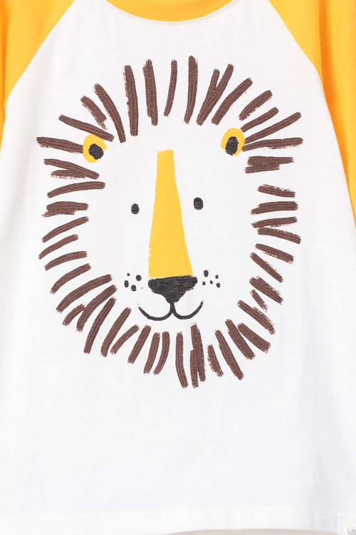 LITTLEMIC SHORT SLEEVE T-SHIRT MUSTARD AND IVORY FOR BOY 2T TO 5T