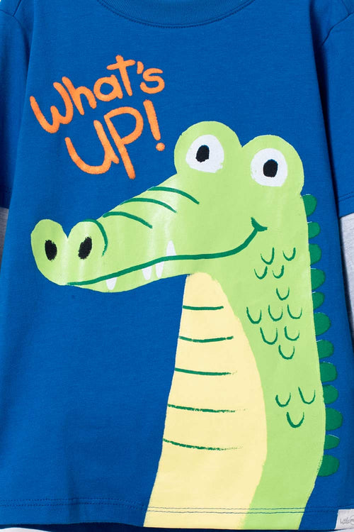 LITTLEMIC BLUE AND GREY LONG SLEEVE T-SHIRT FOR BOYS 2T TO 5T