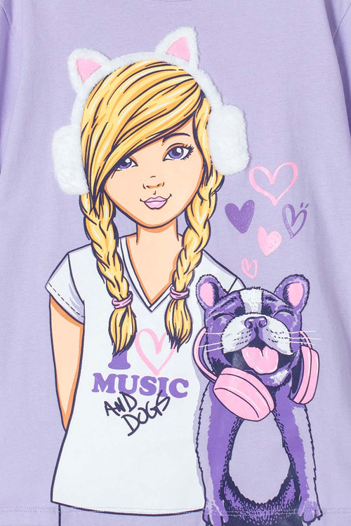 CAMISETA DE MIC MANGA CORTA LILA PARA NIÑA