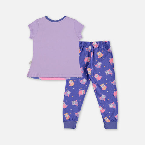 LITTLEMIC GIRL'S PURPLE LONG-SLEEVE PAJAMA SET SIZE 2T TO 5T