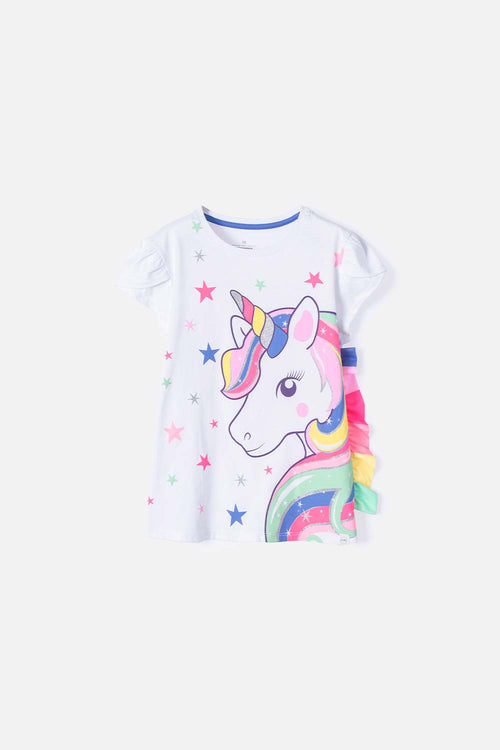 CAMISETA DE MIC MANGA CORTA BLANCA PARA NIÑA