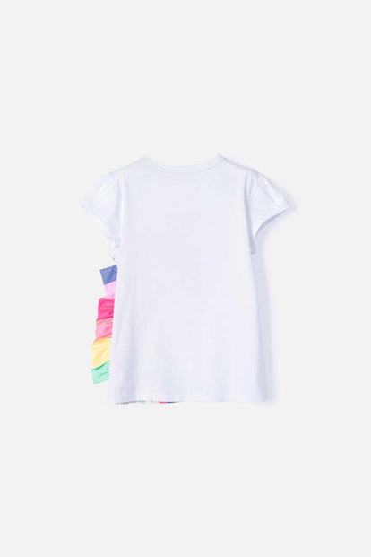 CAMISETA DE MIC MANGA CORTA BLANCA PARA NIÑA