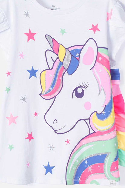 CAMISETA DE MIC MANGA CORTA BLANCA PARA NIÑA