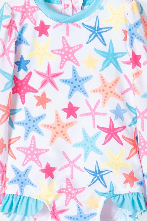 LITTLEMIC MULTICOLORED SWIMSUIT INCLUDES BUCKET HAT FOR BABY GIRL