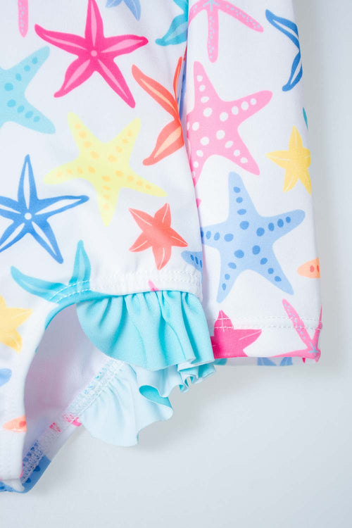 LITTLEMIC MULTICOLORED SWIMSUIT INCLUDES BUCKET HAT FOR BABY GIRL