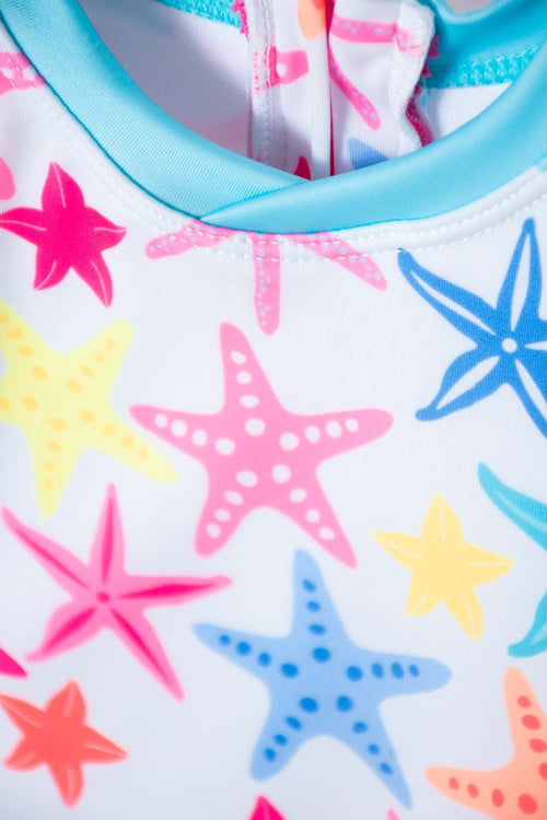 LITTLEMIC MULTICOLORED SWIMSUIT INCLUDES BUCKET HAT FOR BABY GIRL