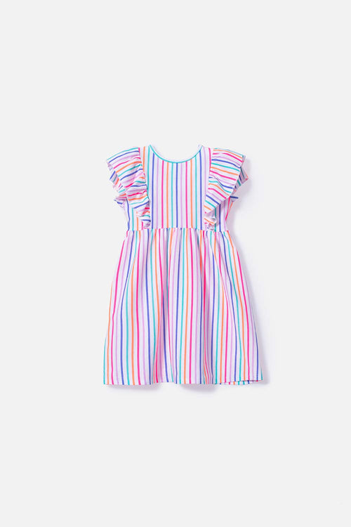 GIRL'S DRESS, MULTICOLOR SHORT SLEEVE BY LITTLEMIC