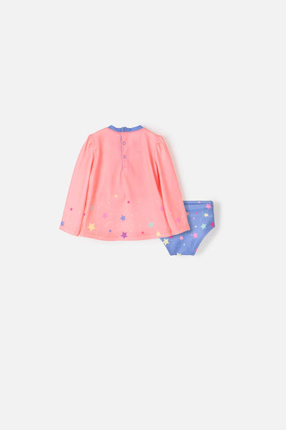 CONJUNTO BAÑO LITTLEMIC MANGA LARGA MULTICOLOT PARA BEBÉ NIÑA