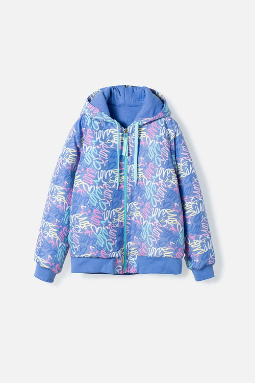 GIRL'S BLUE FLEECE ZIP-UP HOODIE