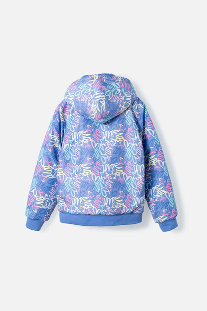 CHAQUETA DE MIC CON CIERRE Y CAPUCHA AZUL PARA NIÑA
