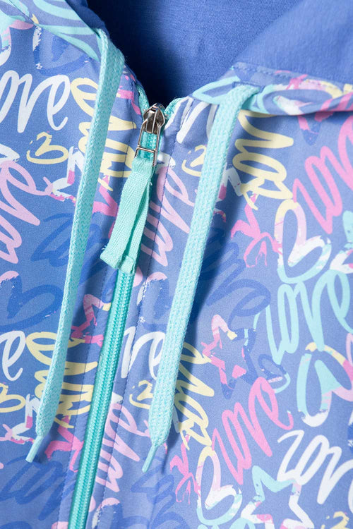 GIRL'S BLUE FLEECE ZIP-UP HOODIE