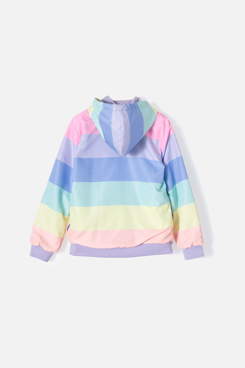 GIRLS' MULTICOLORED FLEECE ZIP-UP HOODIE